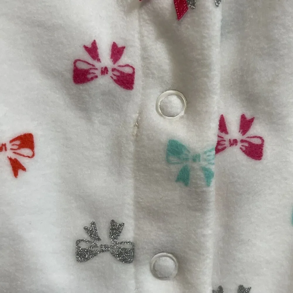 Carters Baby Girls Fleece Polyester Ribbon Bows Snap Sleeper Footie Pajamas 3M